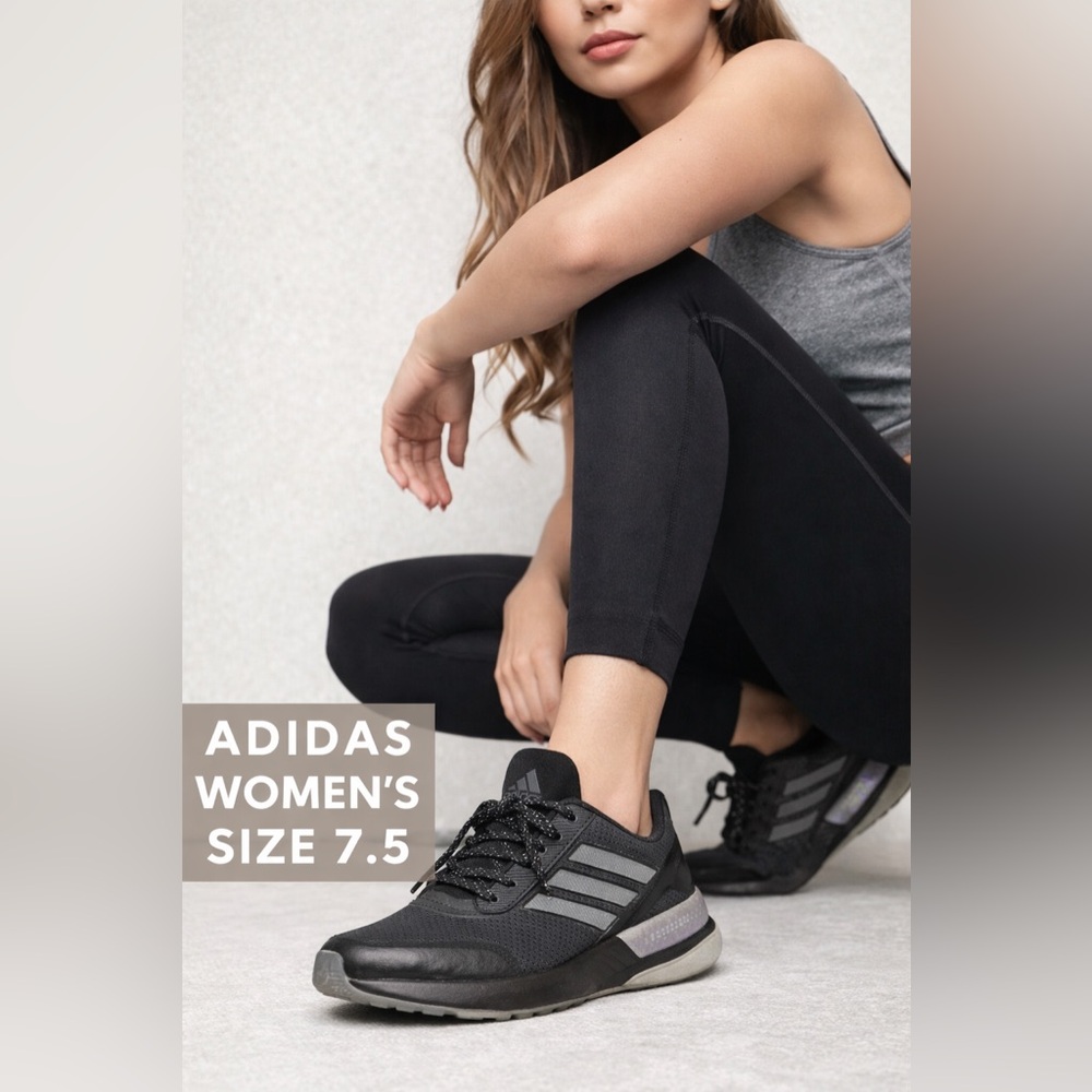 Adidas Women’s Black Athletic Running Sneakers‎ Training Gym Shoes Size 7.5